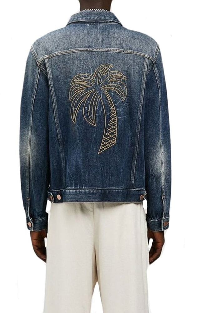 Palm Angels Palm Angels Blue Cotton Denim Jacket Blauw