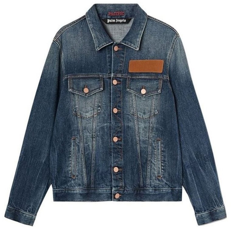 Palm Angels Palm Angels Blue Cotton Denim Jacket Blauw
