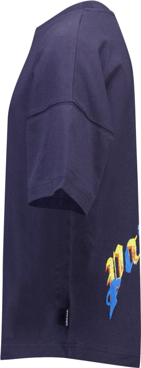 Palm Angels Kinder Unisex T-Shirt In Navy Blauw