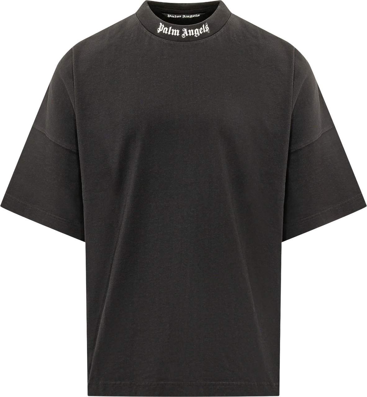 Palm Angels T-shirt Oversize con Logo sul Collo Zwart