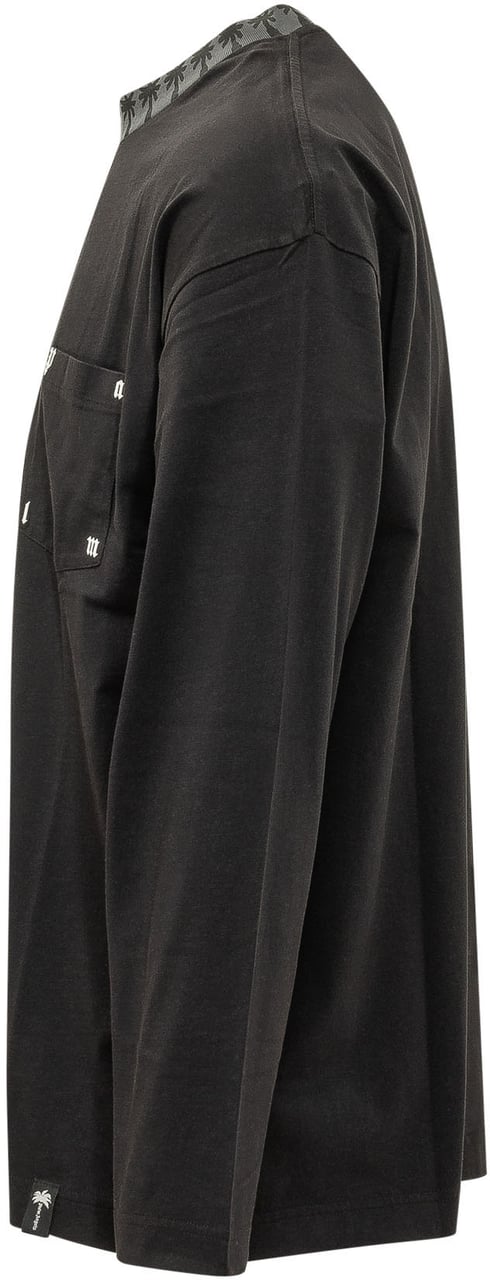 Palm Angels T-shirt con Taschino a Maniche Lunghe Donkergrijs