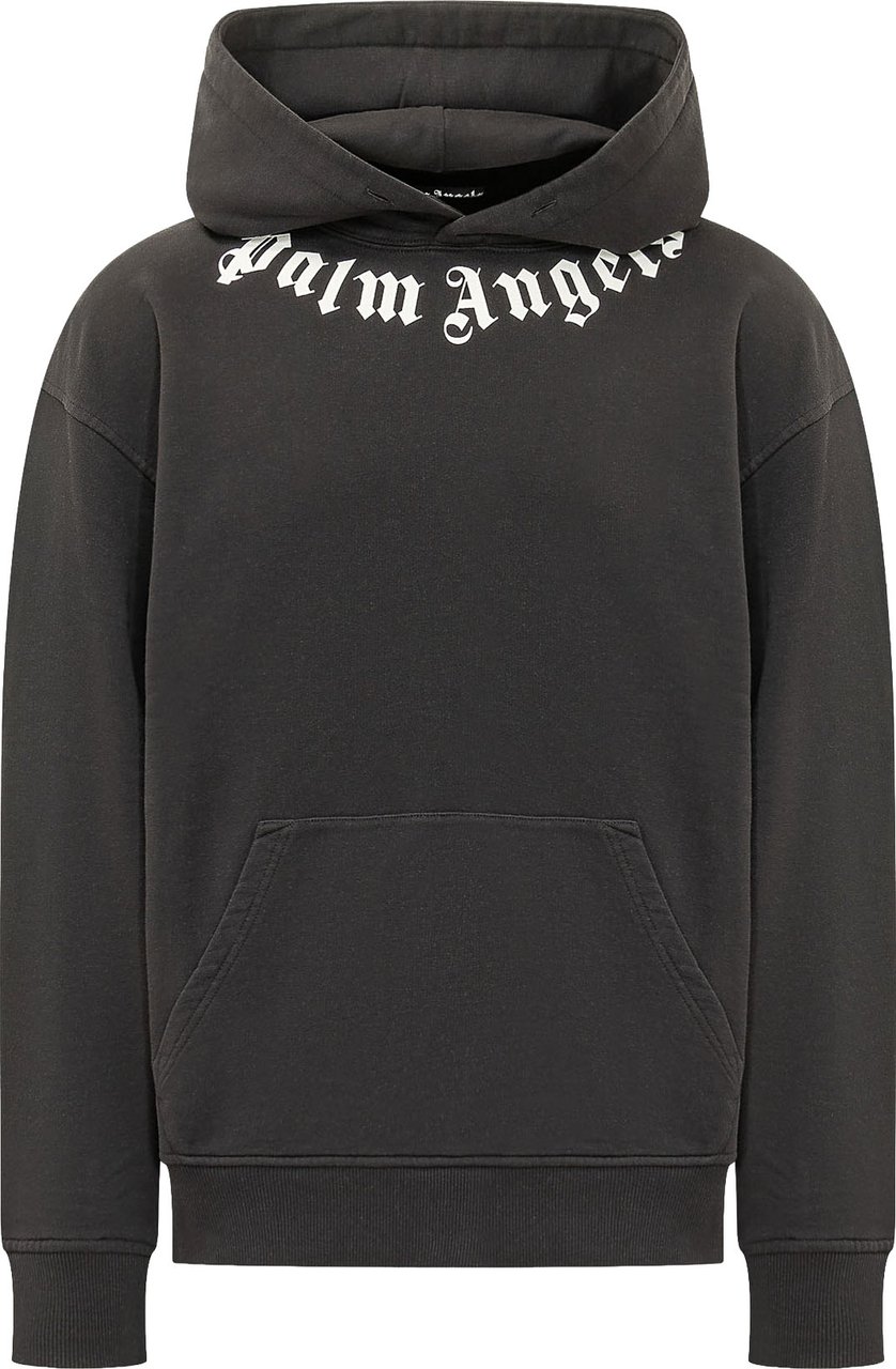Palm Angels Felpa con Cappuccio e Logo sul Collo Donkergrijs