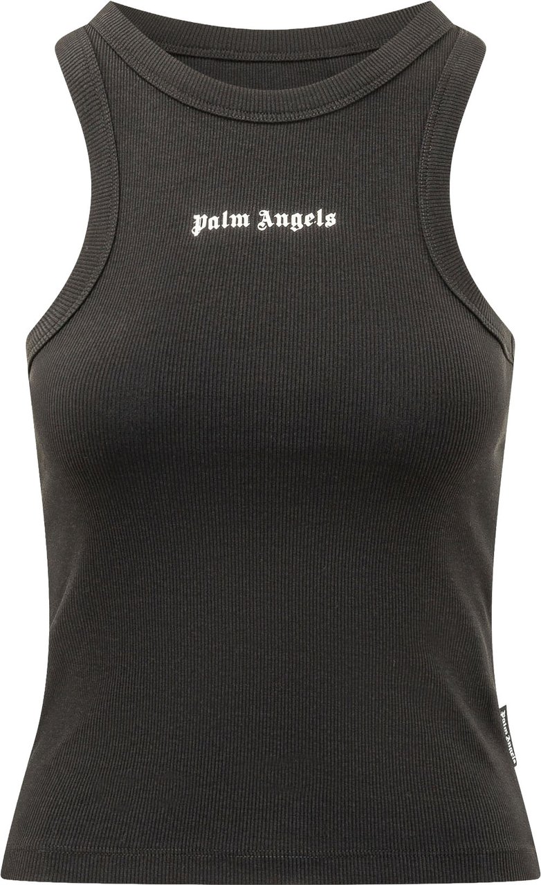 Palm Angels Canotta a Coste con Logo Donkergrijs