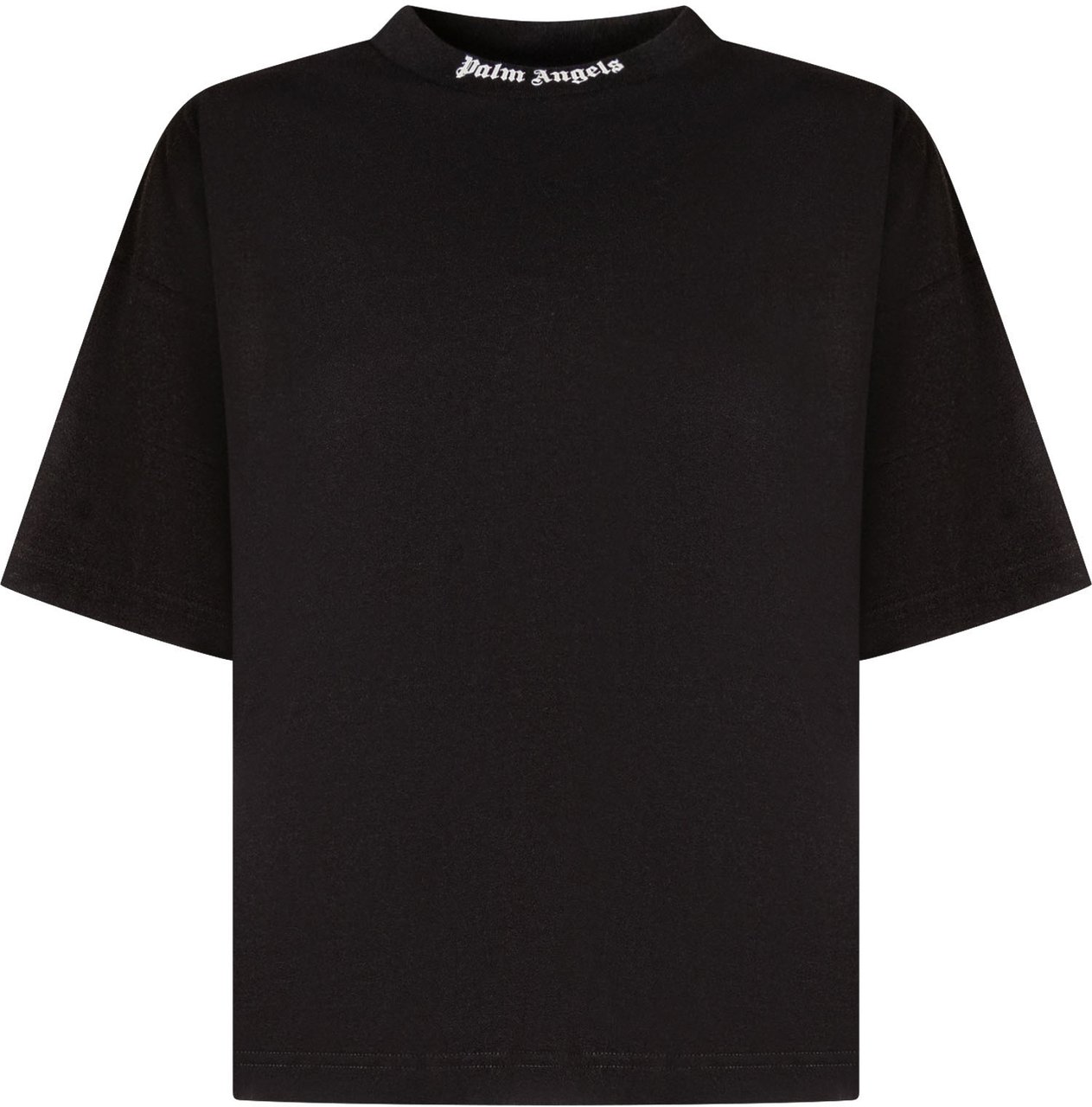 Palm Angels T-shirt con Logo Ricamato Zwart