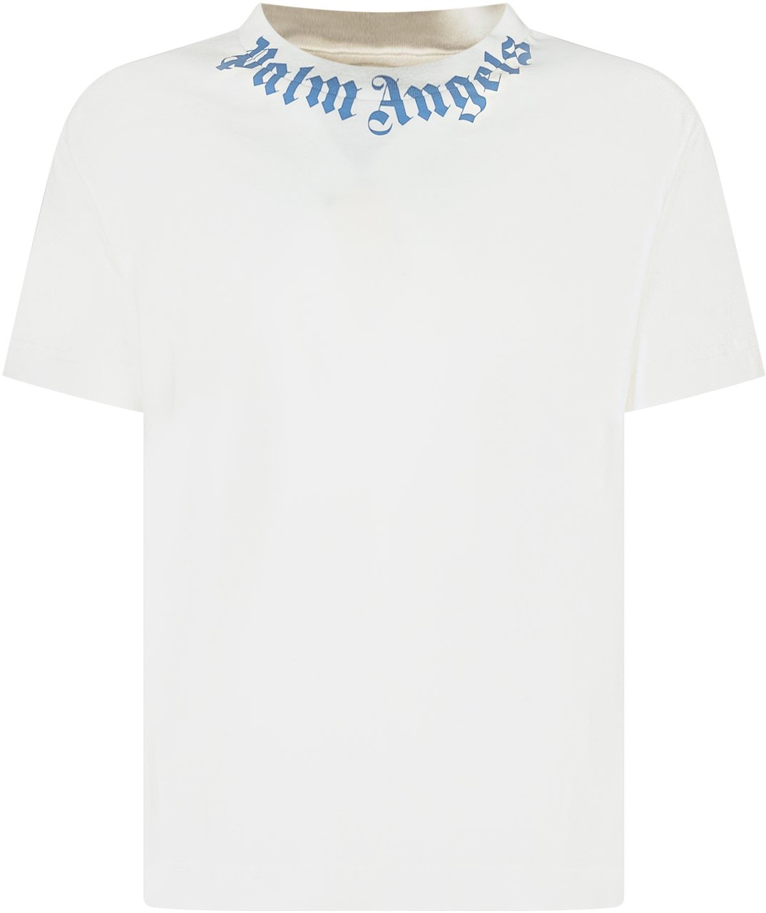 Palm Angels Palm Angels Kids T-shirt Bianca con Logo Azzurro Wit