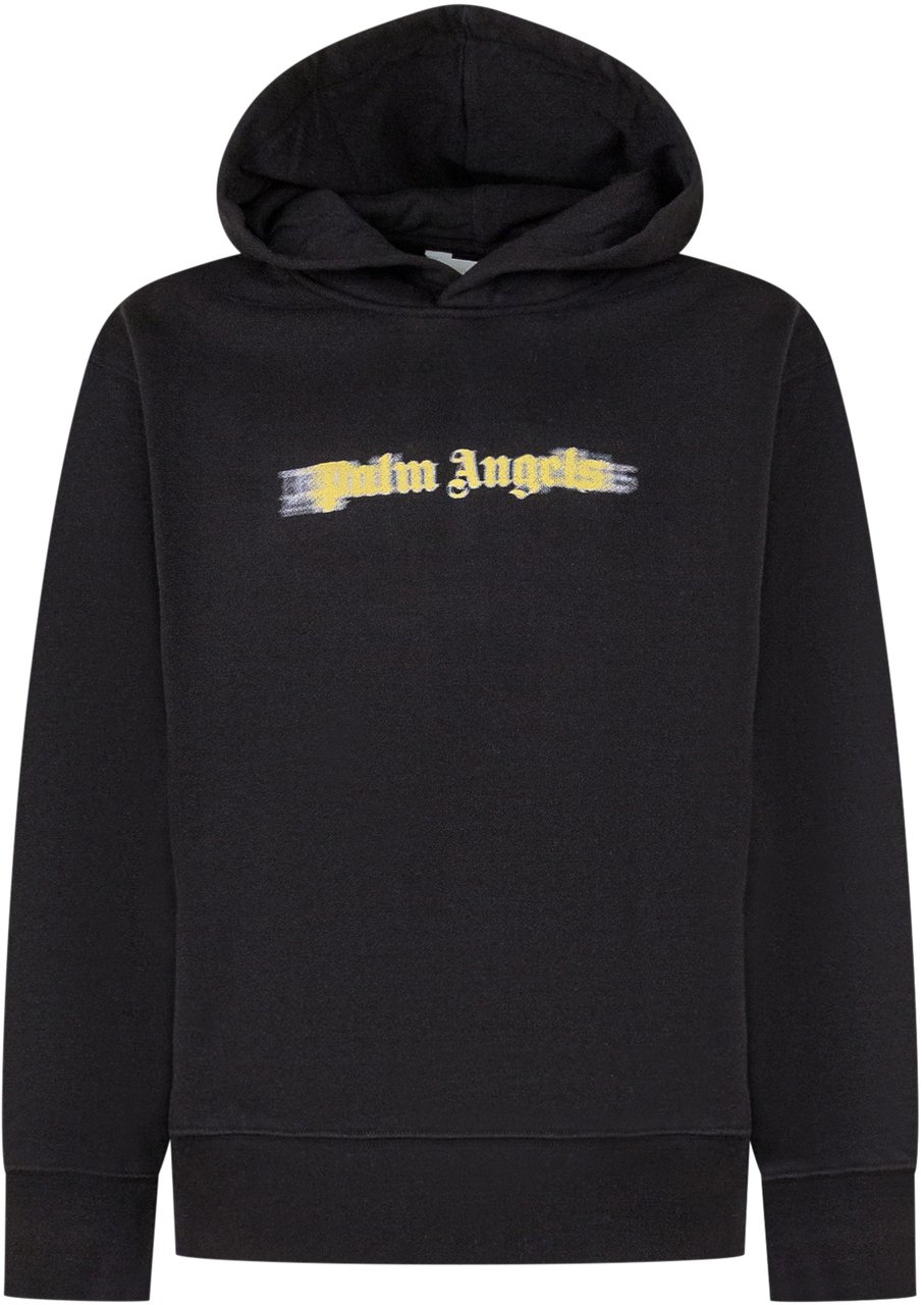 Palm Angels Palm Angels Kids Felpa Nera con Cappuccio e Logo Zwart