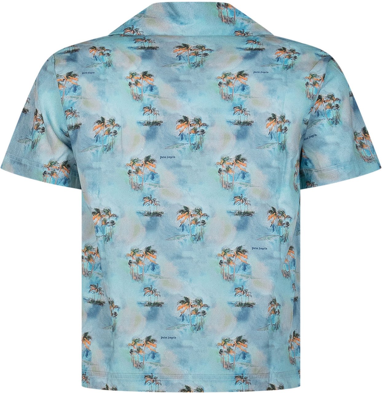 Palm Angels Camicia Bowling con Stampa Palme Lichtblauw