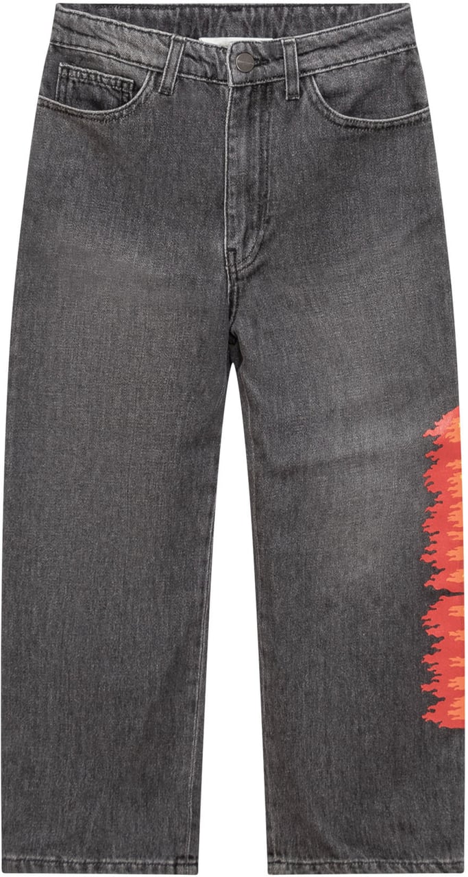 Palm Angels Jeans Flames Zwart
