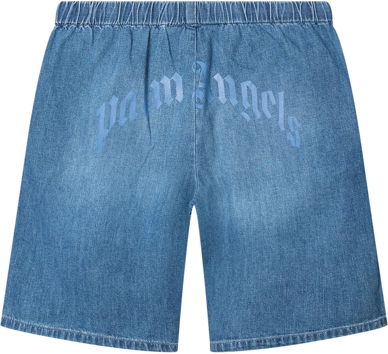 Palm Angels Shorts in Chambray con Vita Elasticizzata Blauw