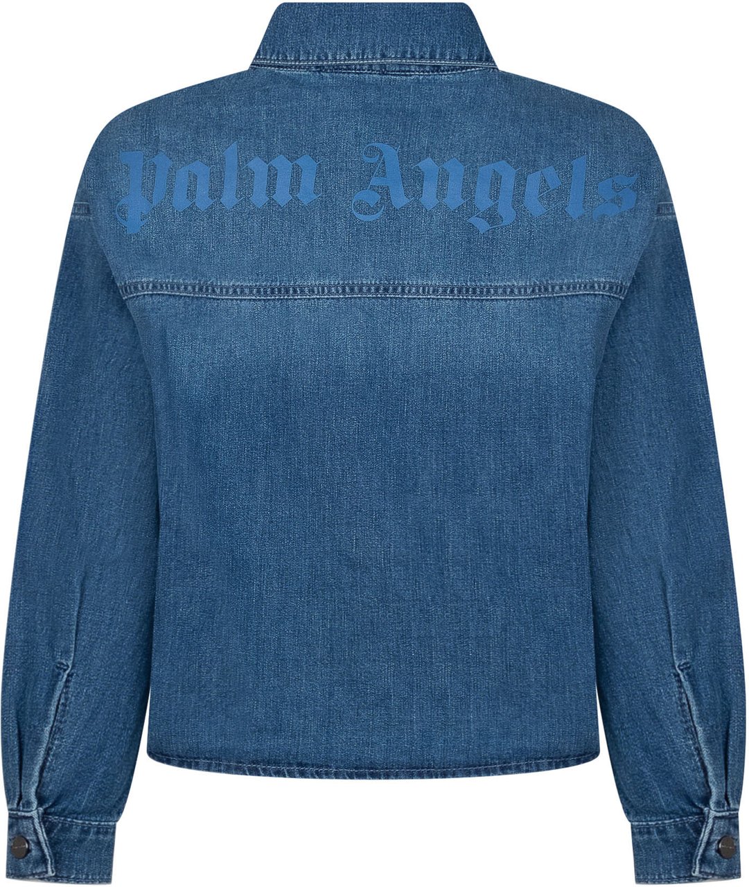 Palm Angels Camicia in Denim con Tasca Blauw