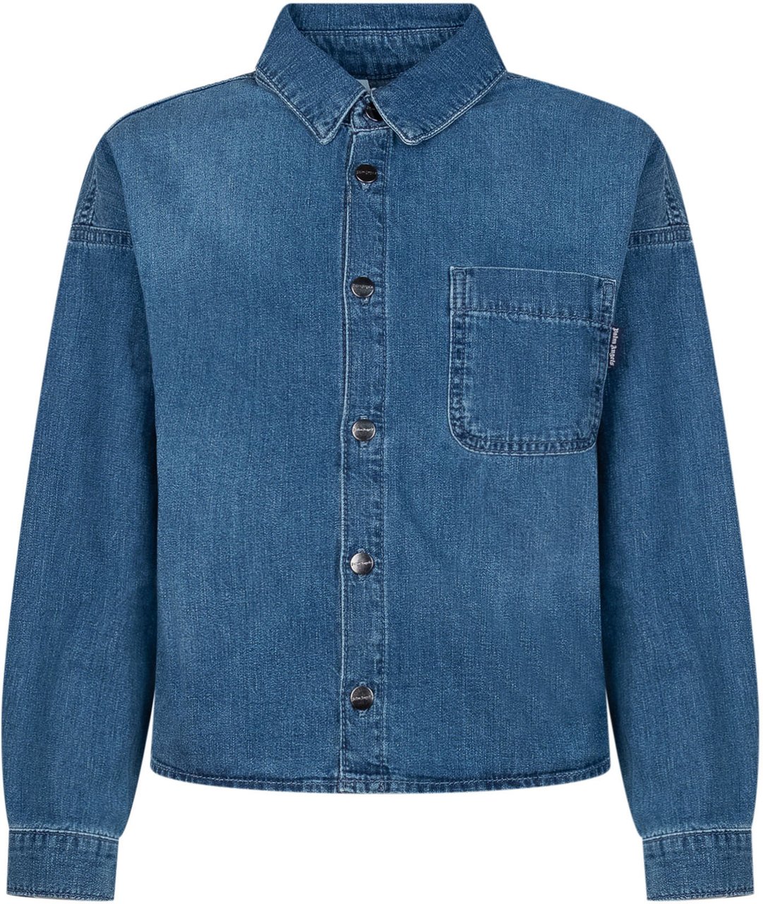 Palm Angels Camicia in Denim con Tasca Blauw