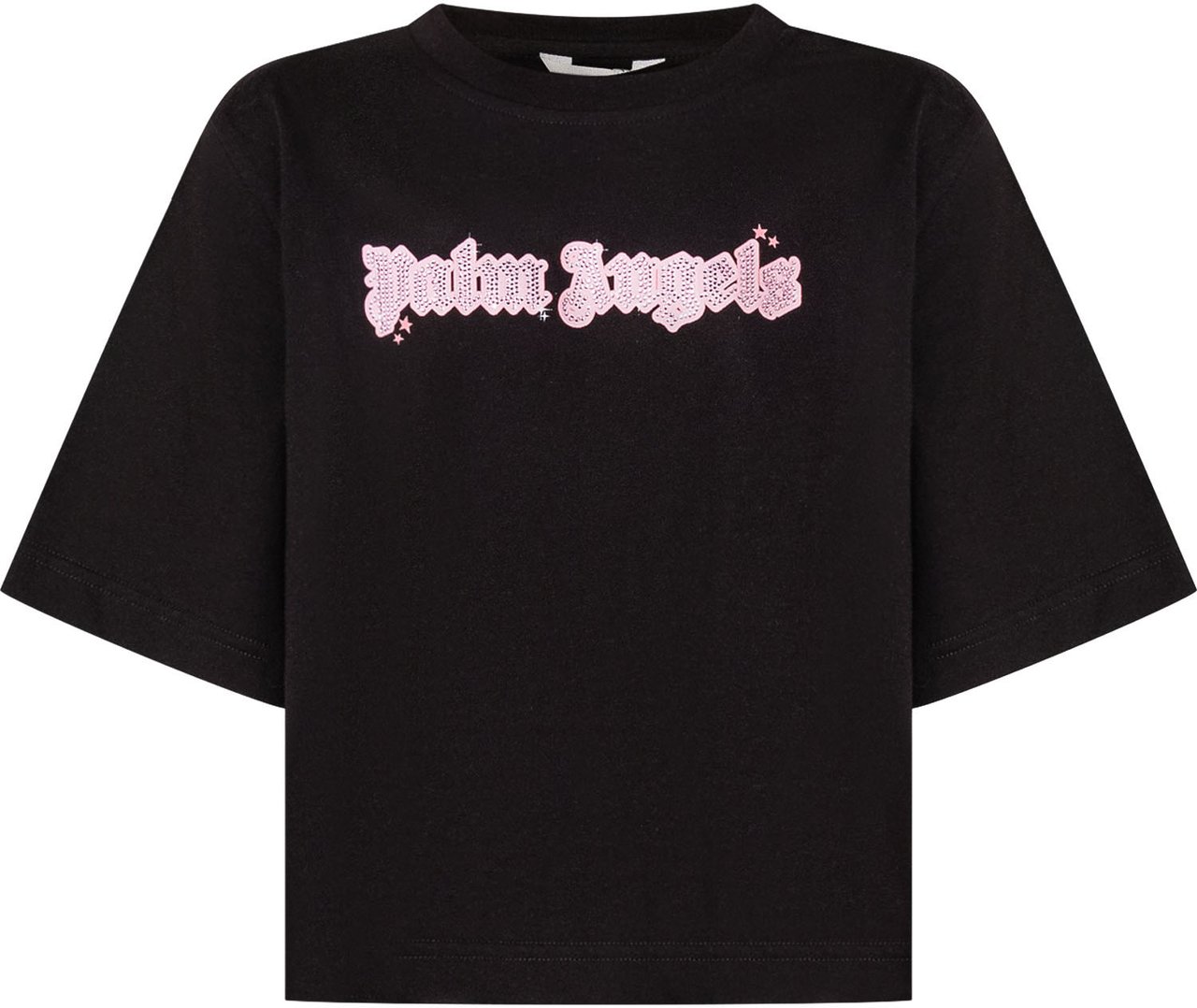 Palm Angels T-shirt in Jersey con Logo Frontale Zwart