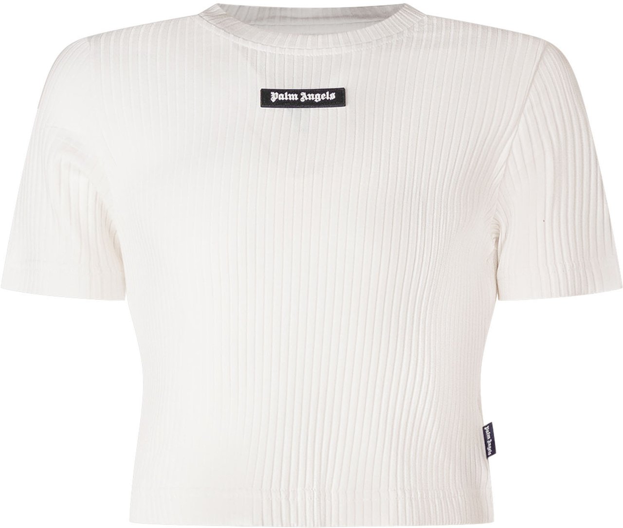 Palm Angels T-shirt Corta a Coste con Logo Wit