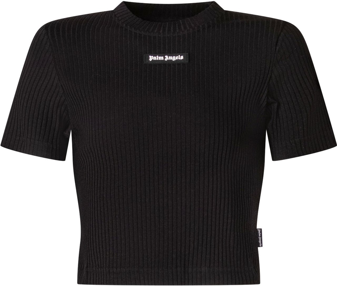 Palm Angels T-shirt Corta a Coste con Logo Zwart