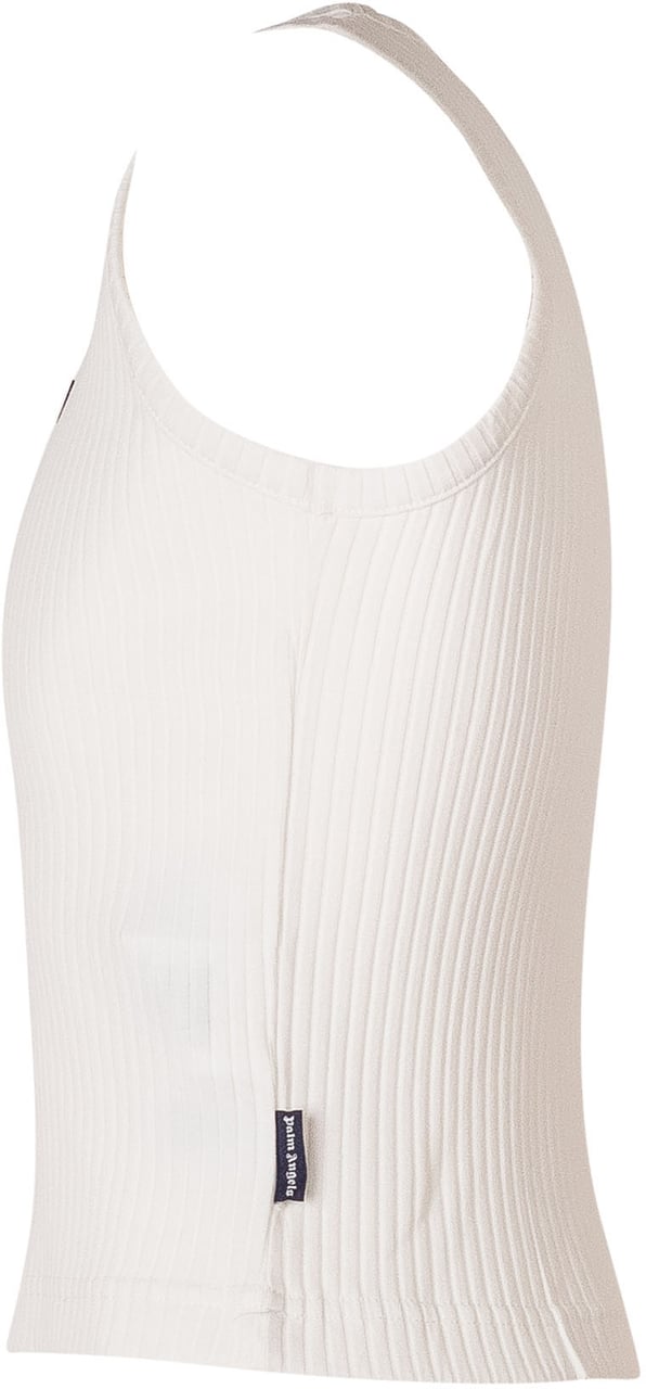 Palm Angels Top a Coste Senza Maniche con Logo Wit