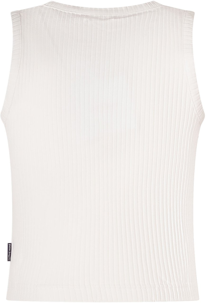 Palm Angels Top a Coste Senza Maniche con Logo Wit