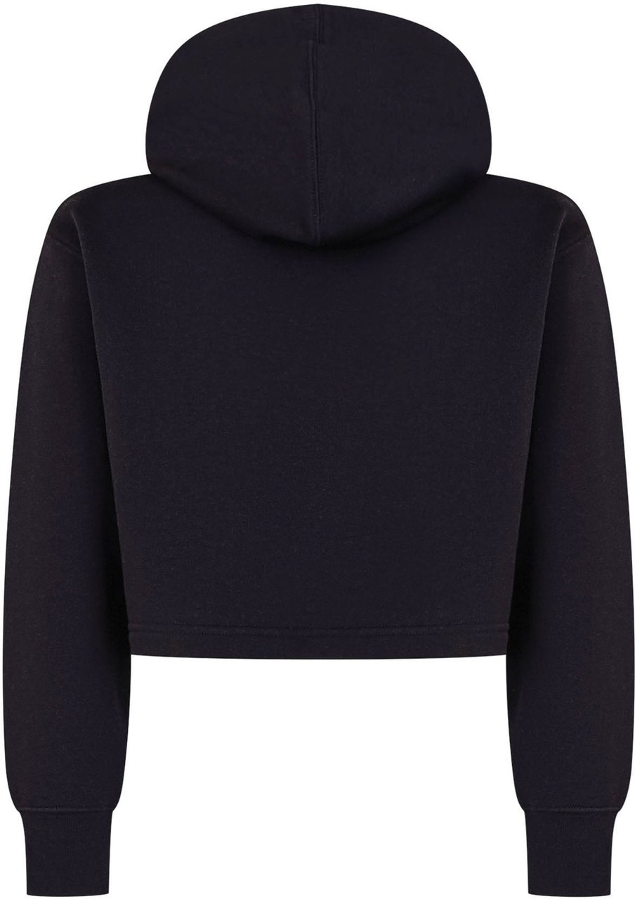 Palm Angels Felpa con Cappuccio Crop con Logo Applicato Zwart