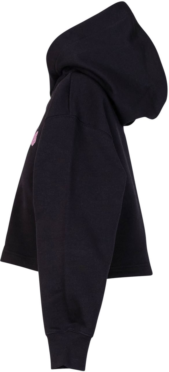 Palm Angels Felpa con Cappuccio Crop con Logo Applicato Zwart