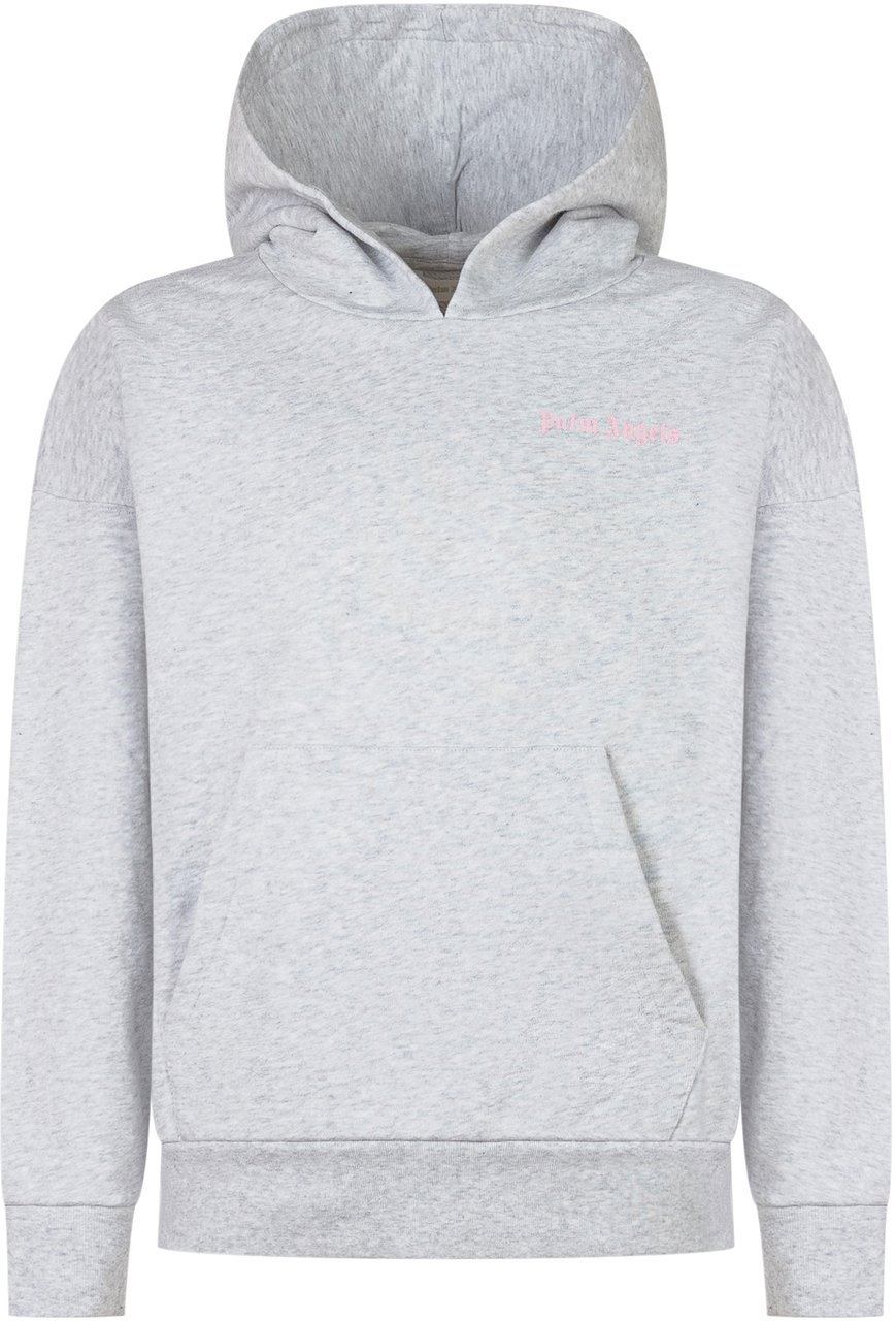 Palm Angels Palm Angels Kids Felpa Grigia con Logo Rosa Grijs