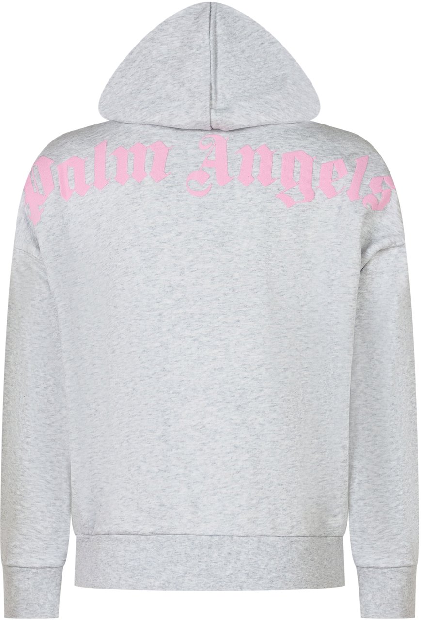 Palm Angels Palm Angels Kids Felpa Grigia con Logo Rosa Grijs