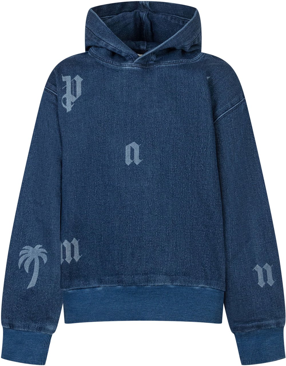 Palm Angels Palm Angels Kids Felpa Denim con Logo Blauw