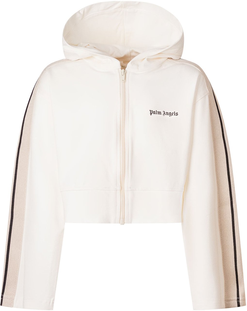 Palm Angels Felpa Cropped con Cappuccio e Zip Wit