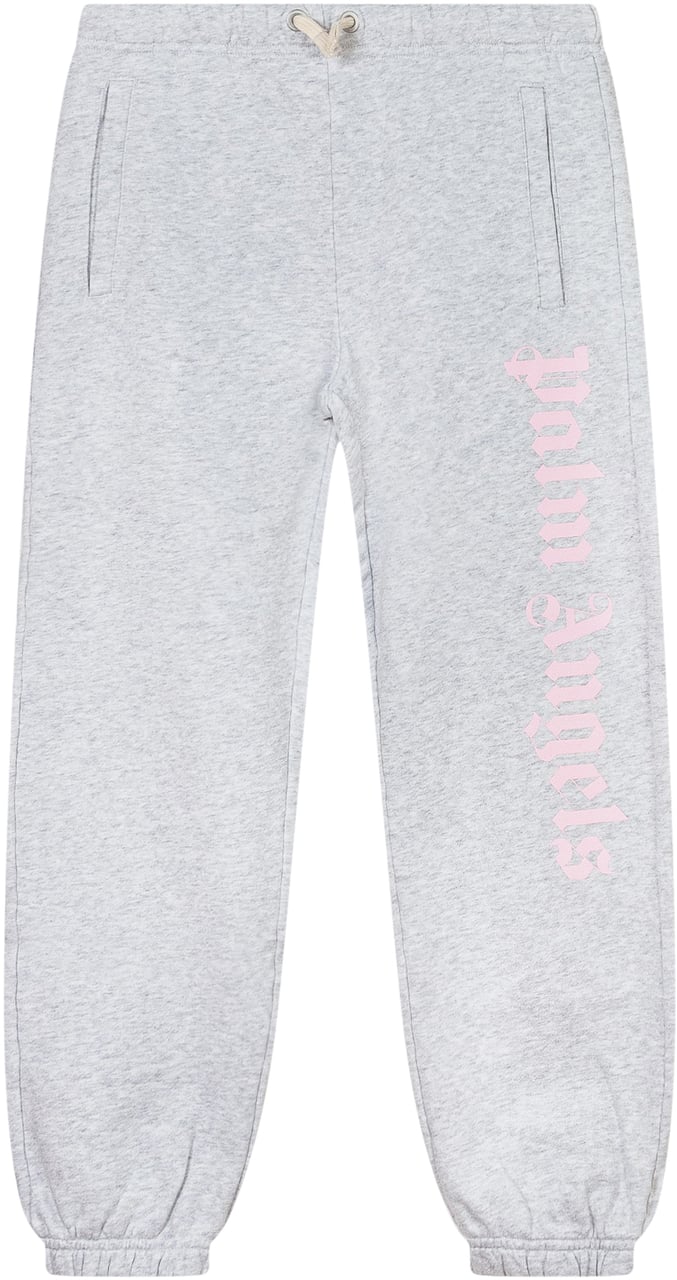 Palm Angels Palm Angels Kids Pantaloni Jogger Grigi con Logo Rosa Grijs