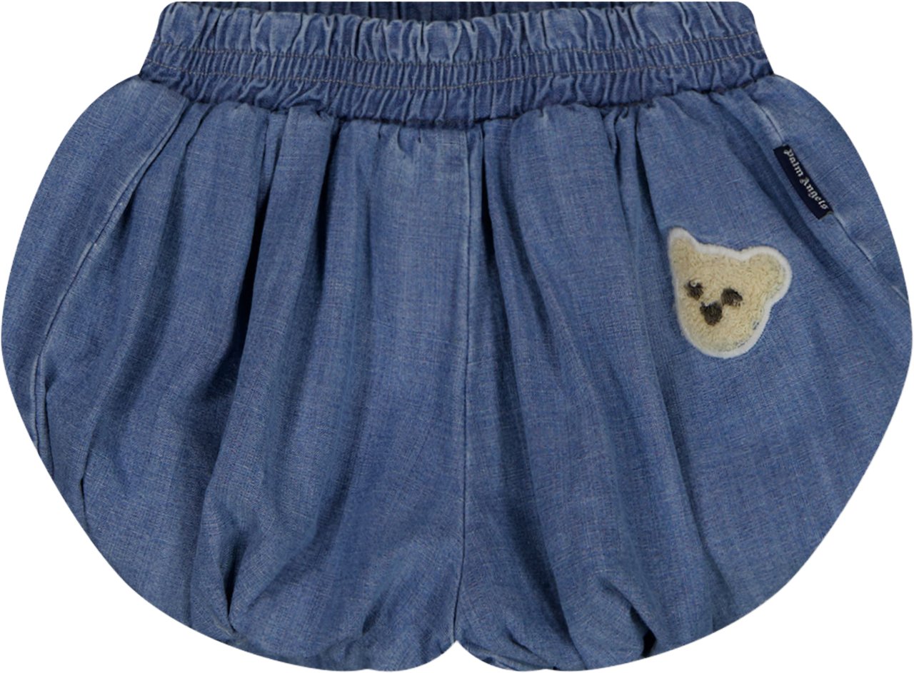 Palm Angels Baby Meisjes Shorts In Licht Blauw Blauw