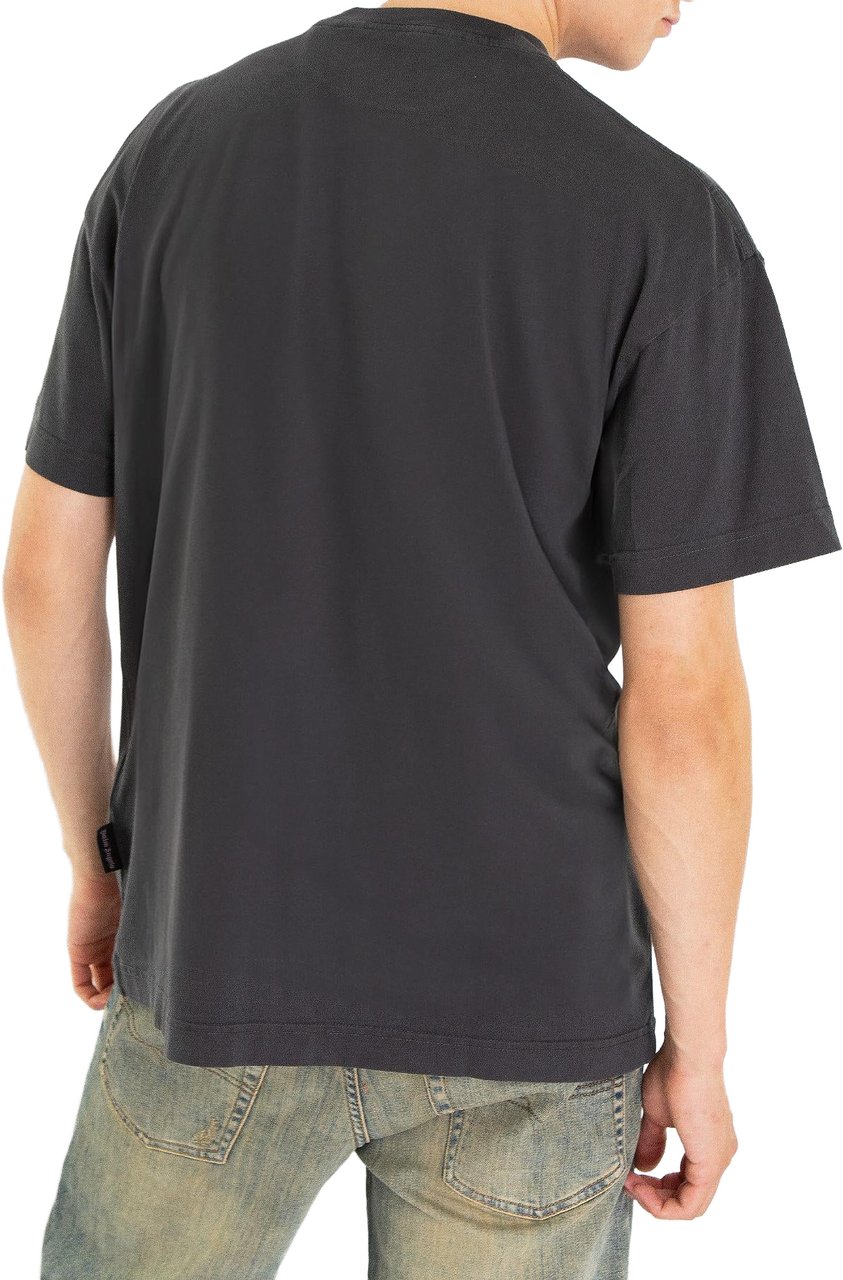 Palm Angels Heren Cracked Logo T-Shirt Dk Grey Grijs