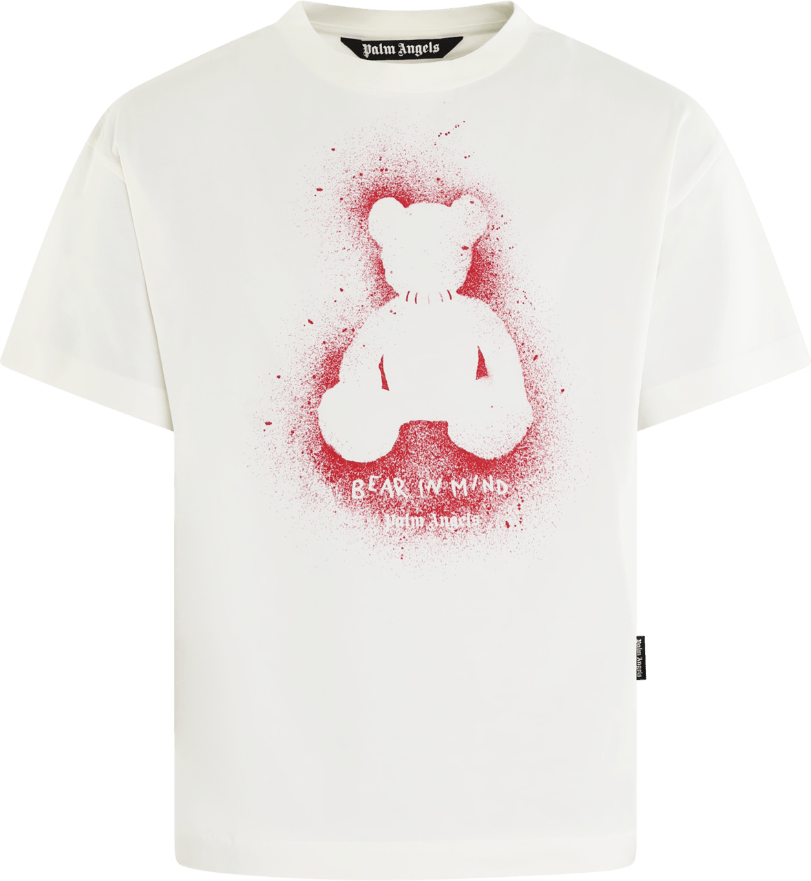 Palm Angels Heren Spray Bear T-Shirt Wit Wit
