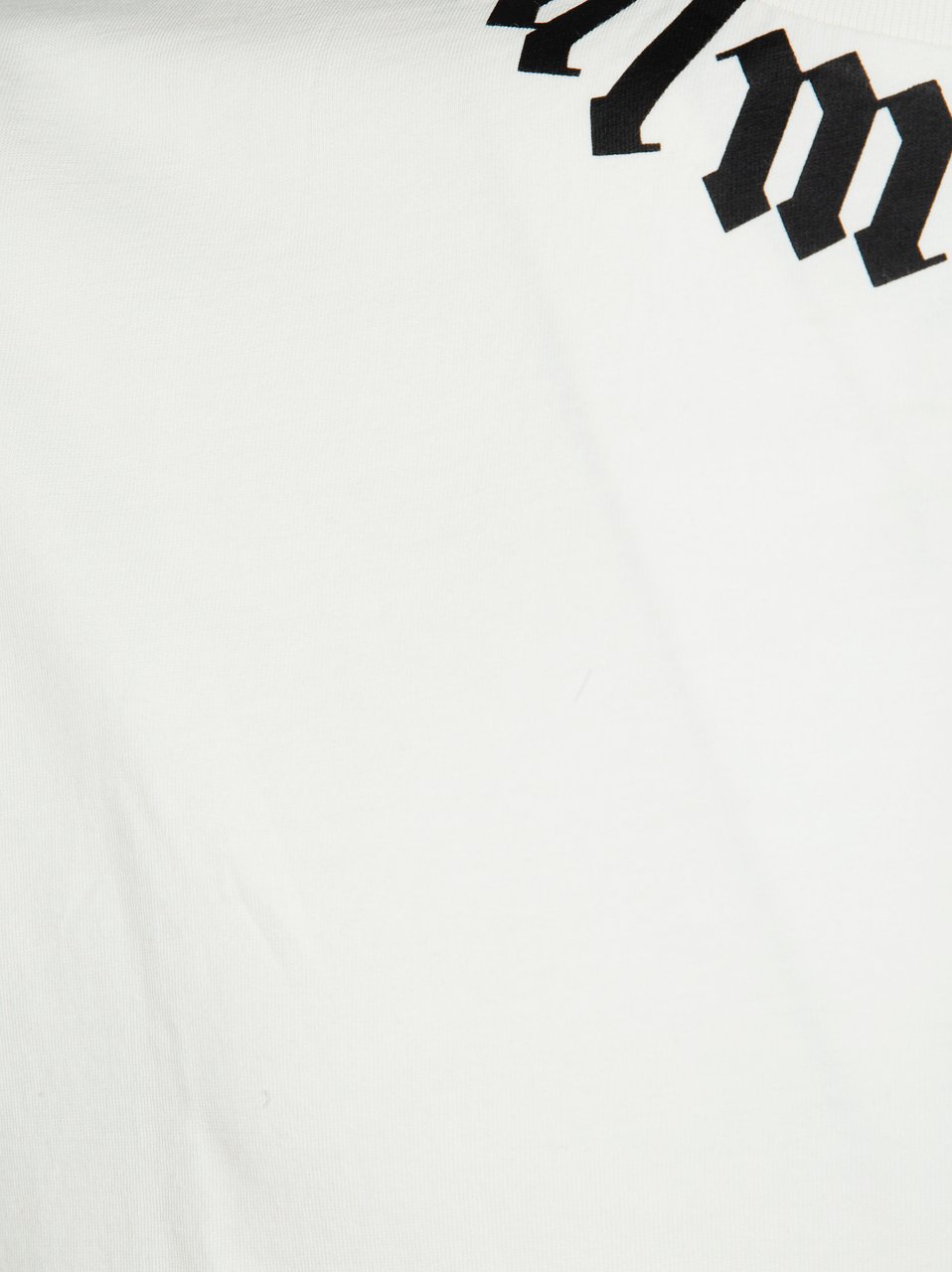 Palm Angels White Neck Logo Regular Crew T-Shirt Wit