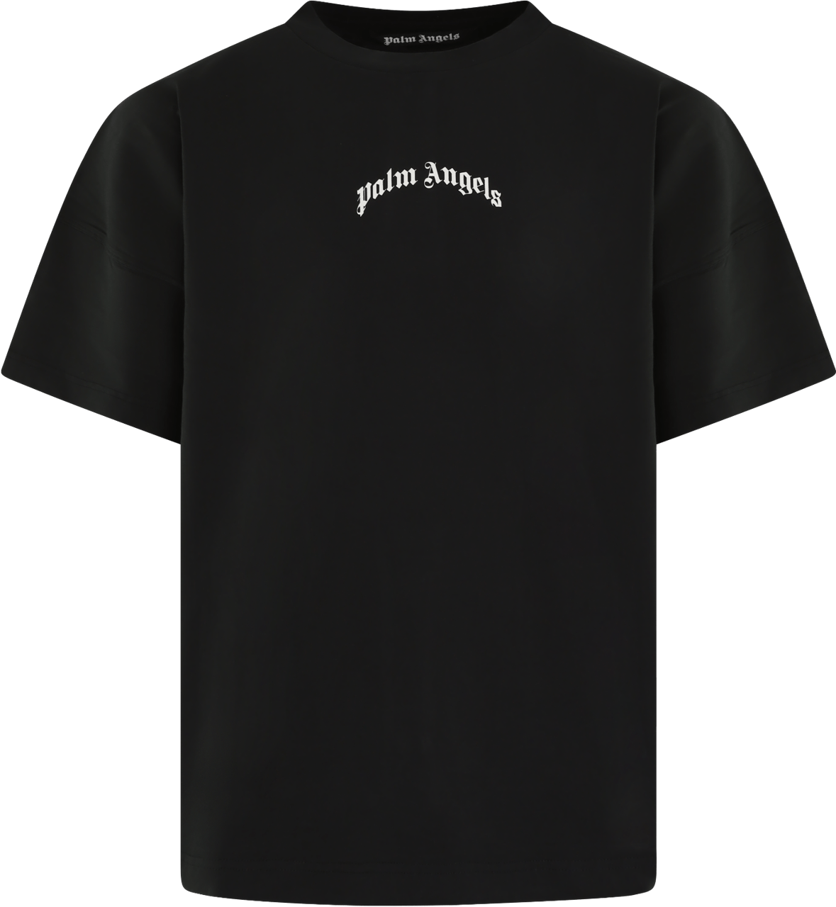 Palm Angels Heren Back Curved T-Shirt Zwart Zwart