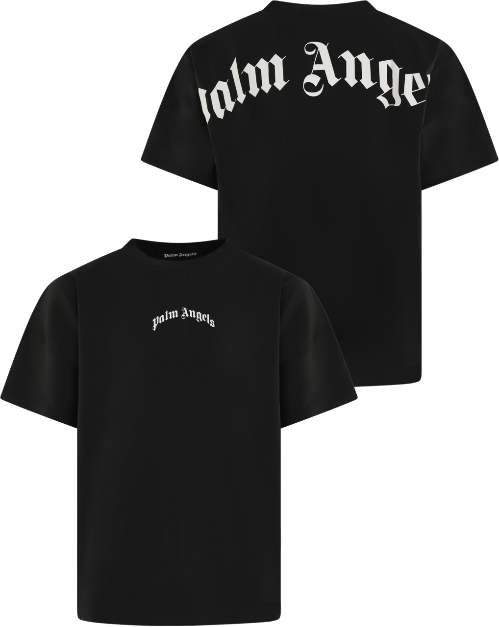 Palm Angels Heren Back Curved T-Shirt Zwart Zwart