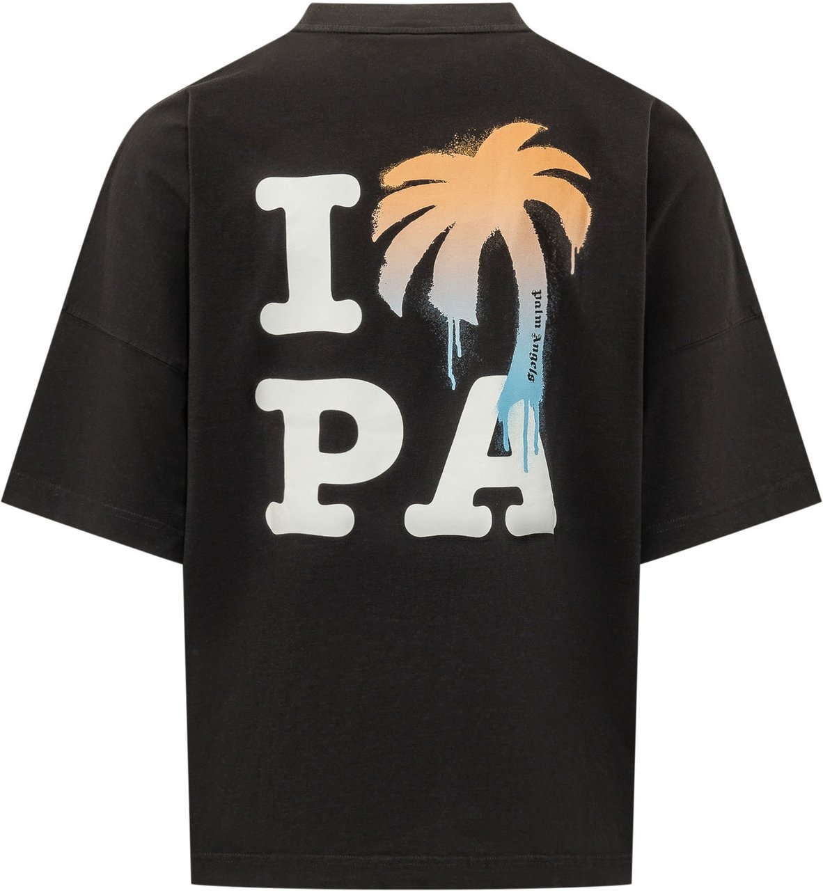 Palm Angels T-shirt Over I Love PA con Stampa Zwart