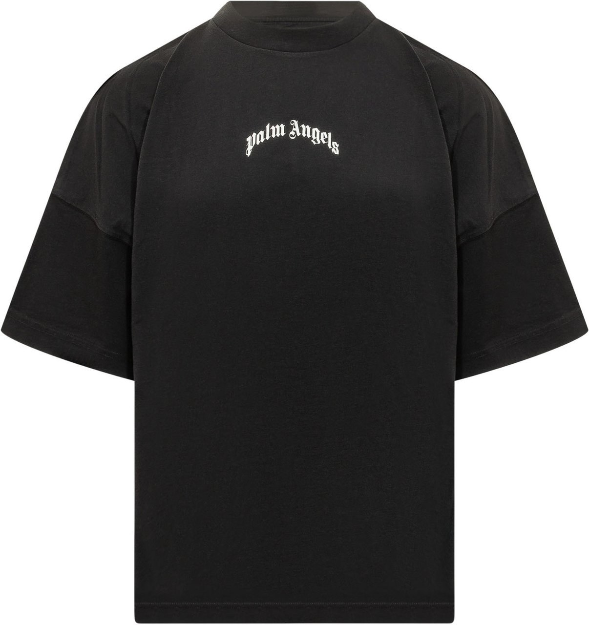 Palm Angels T-shirt con Logo Frontale Zwart
