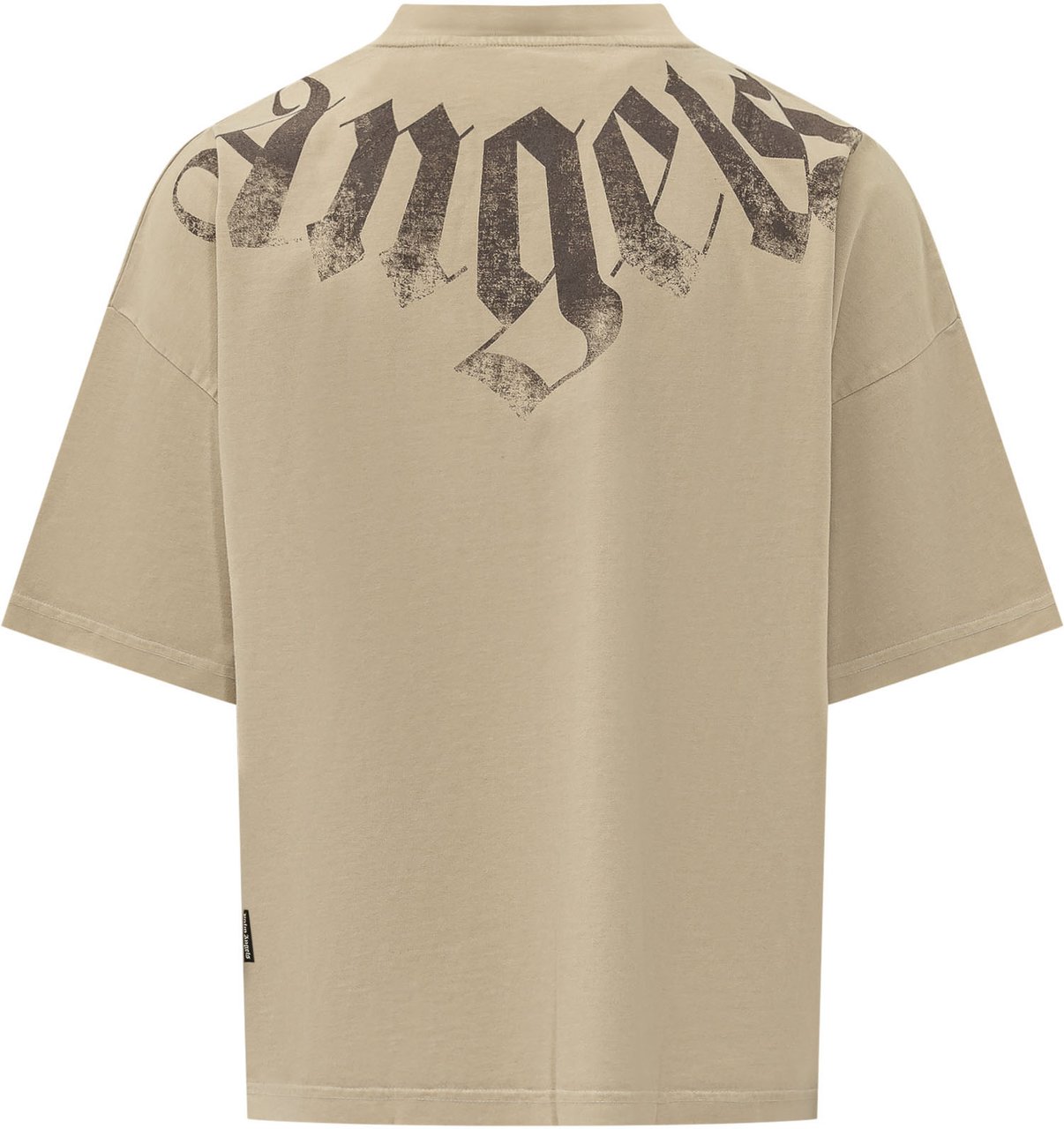 Palm Angels T-shirt Loose con Logo sul Collo Beige