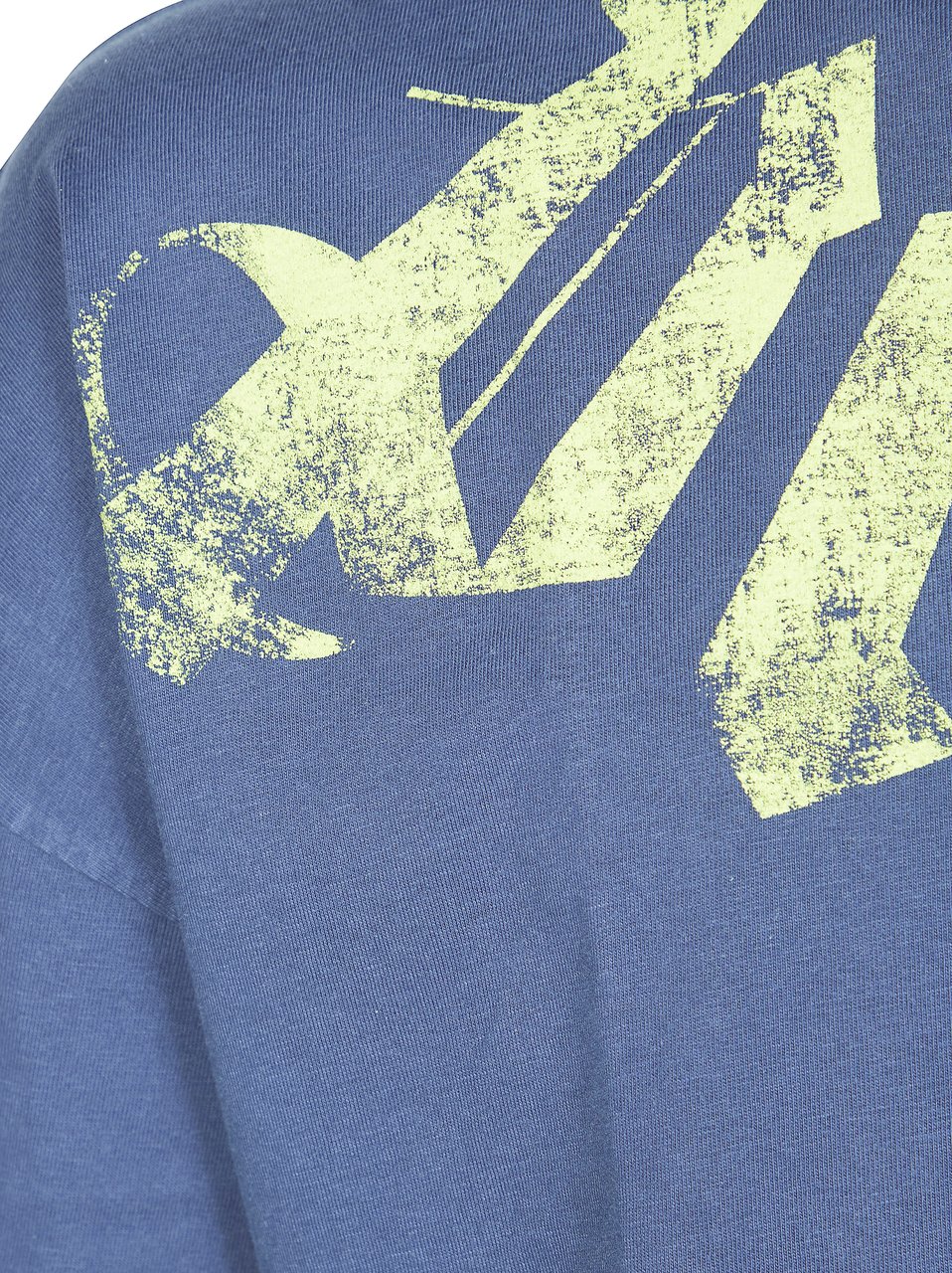 Palm Angels Muted Blue Big Neck Logo T-Shirt Blauw