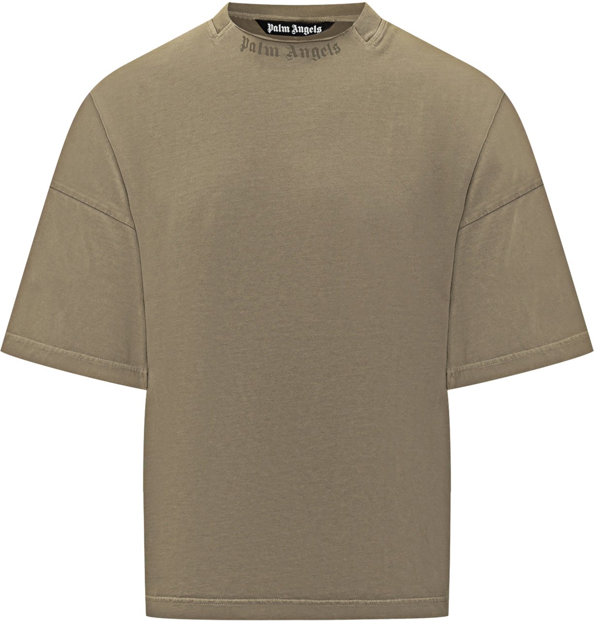 Palm Angels T-Shirt Verde Logo Collo Palm Angels Groen
