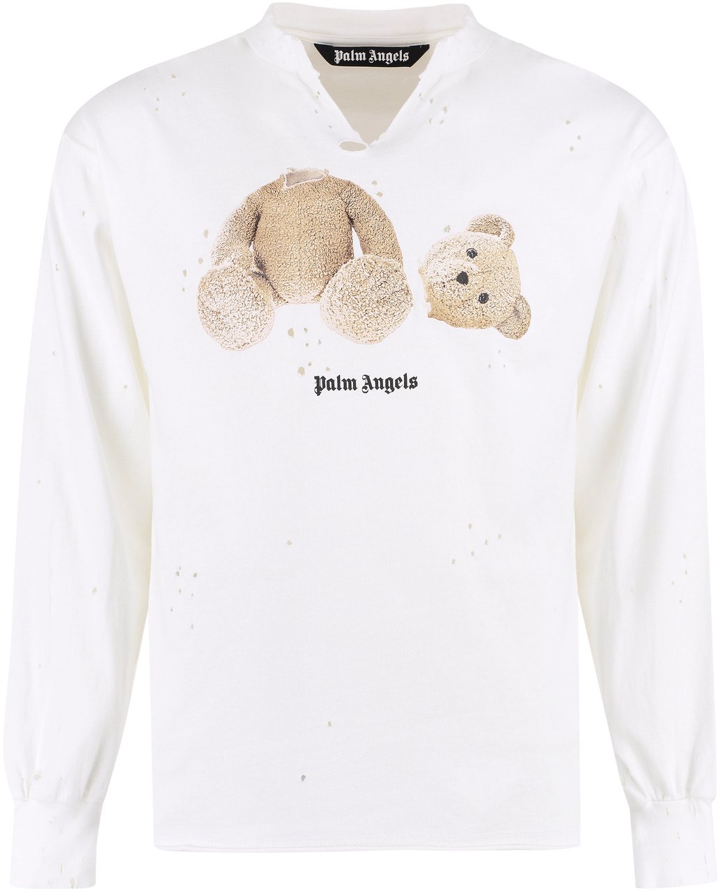 Palm Angels Long sleeve printed cotton t-shirt Wit