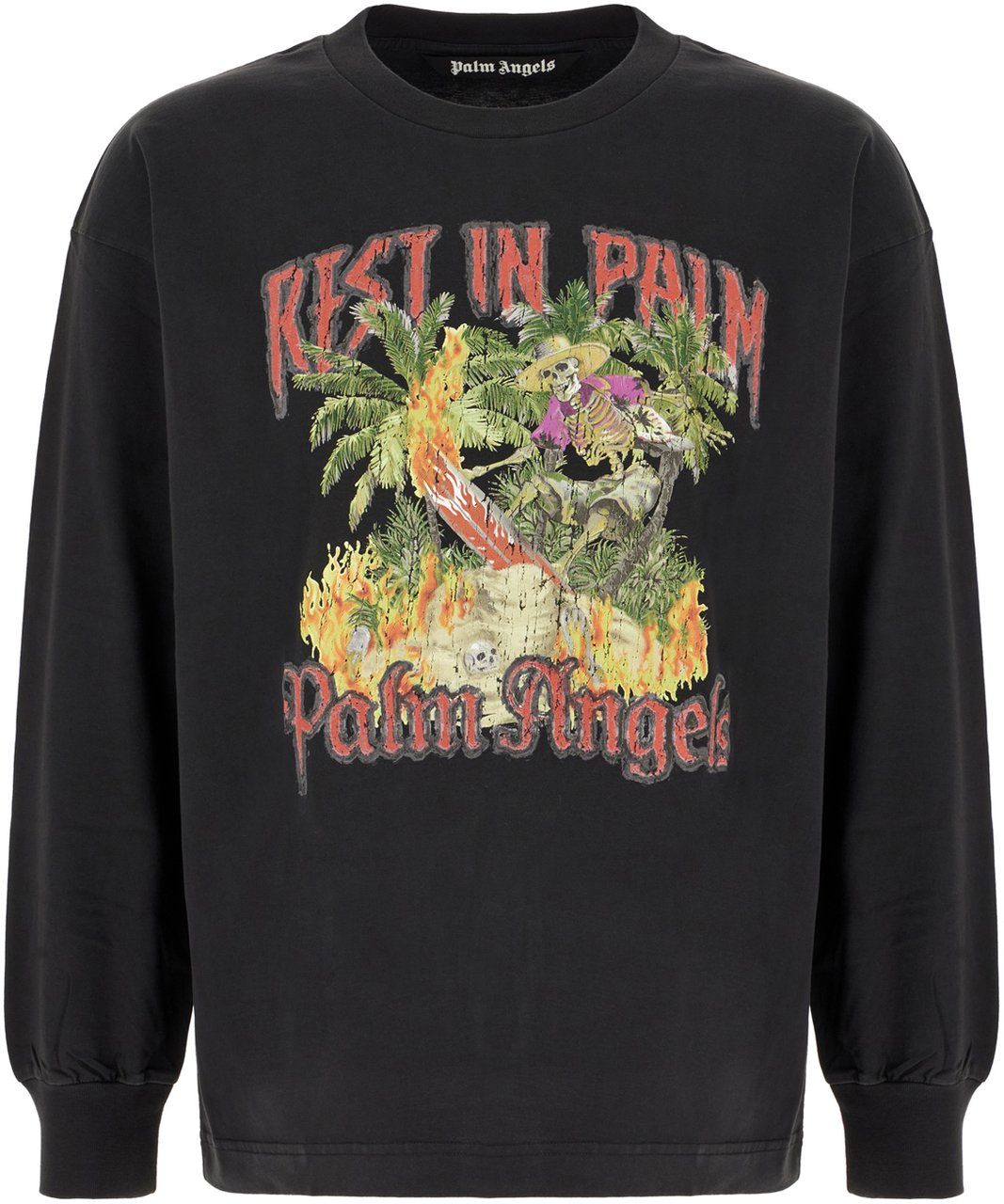 Palm Angels Palm Angels Charcoal cotton t-shirt Zwart