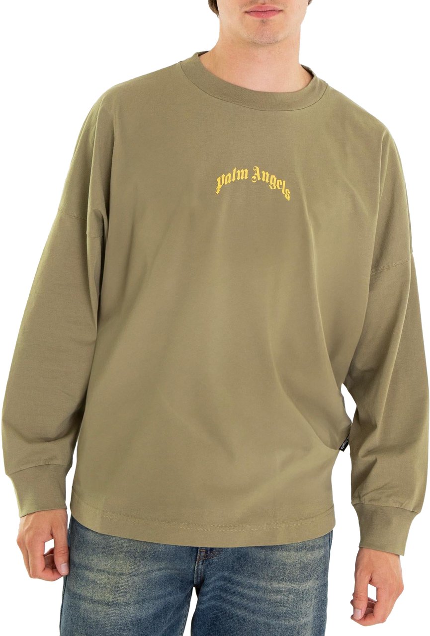 Palm Angels Heren Back Curved Longsleeve Groen Groen