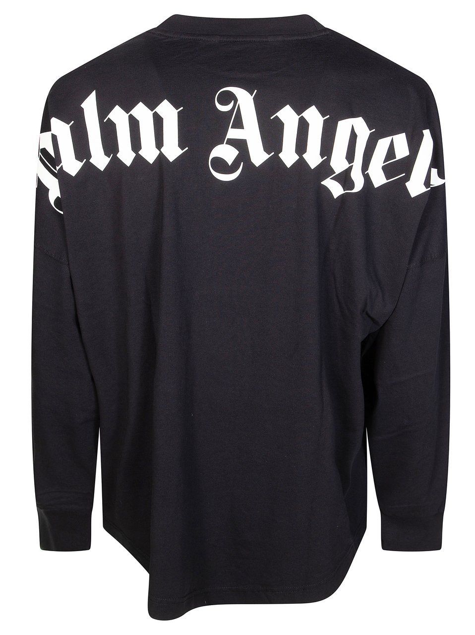 Palm Angels Relaxed Fit Long-Sleeve Tee with Gothic Logo Detail Zwart