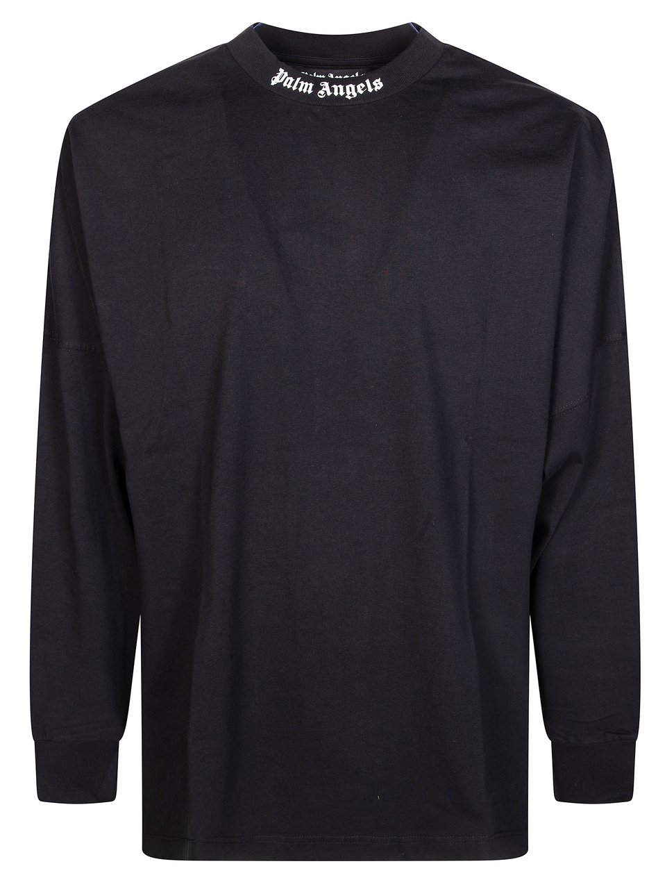 Palm Angels Relaxed Fit Long-Sleeve Tee with Gothic Logo Detail Zwart