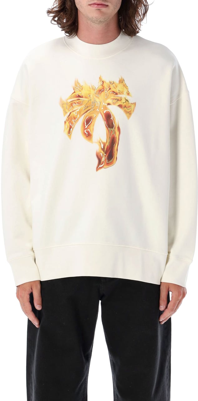 Palm Angels Crew neck burning palm t-shirt Wit