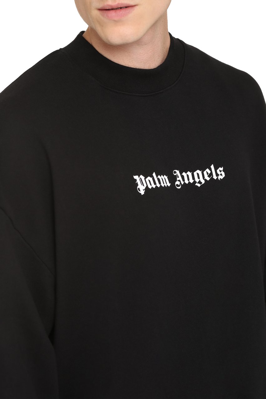 Palm Angels Cotton crew-neck sweatshirt Zwart