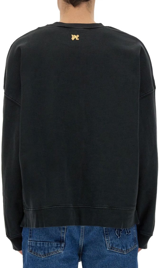Palm Angels "Burning Monogram" Print Sweatshirt Zwart