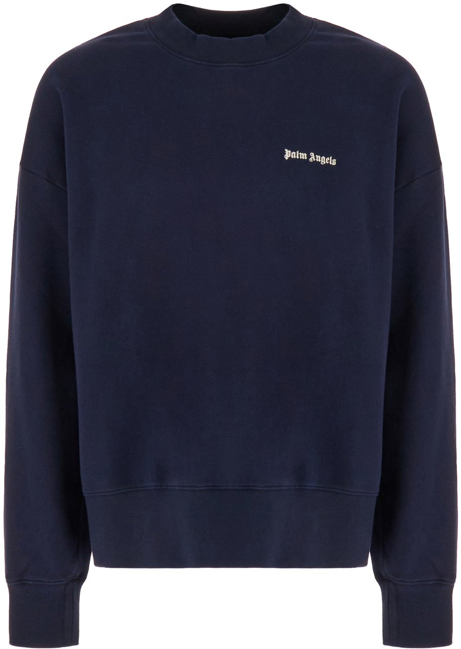 Palm Angels Palm Angels Navy blue cotton oversize sweatshirt Blauw