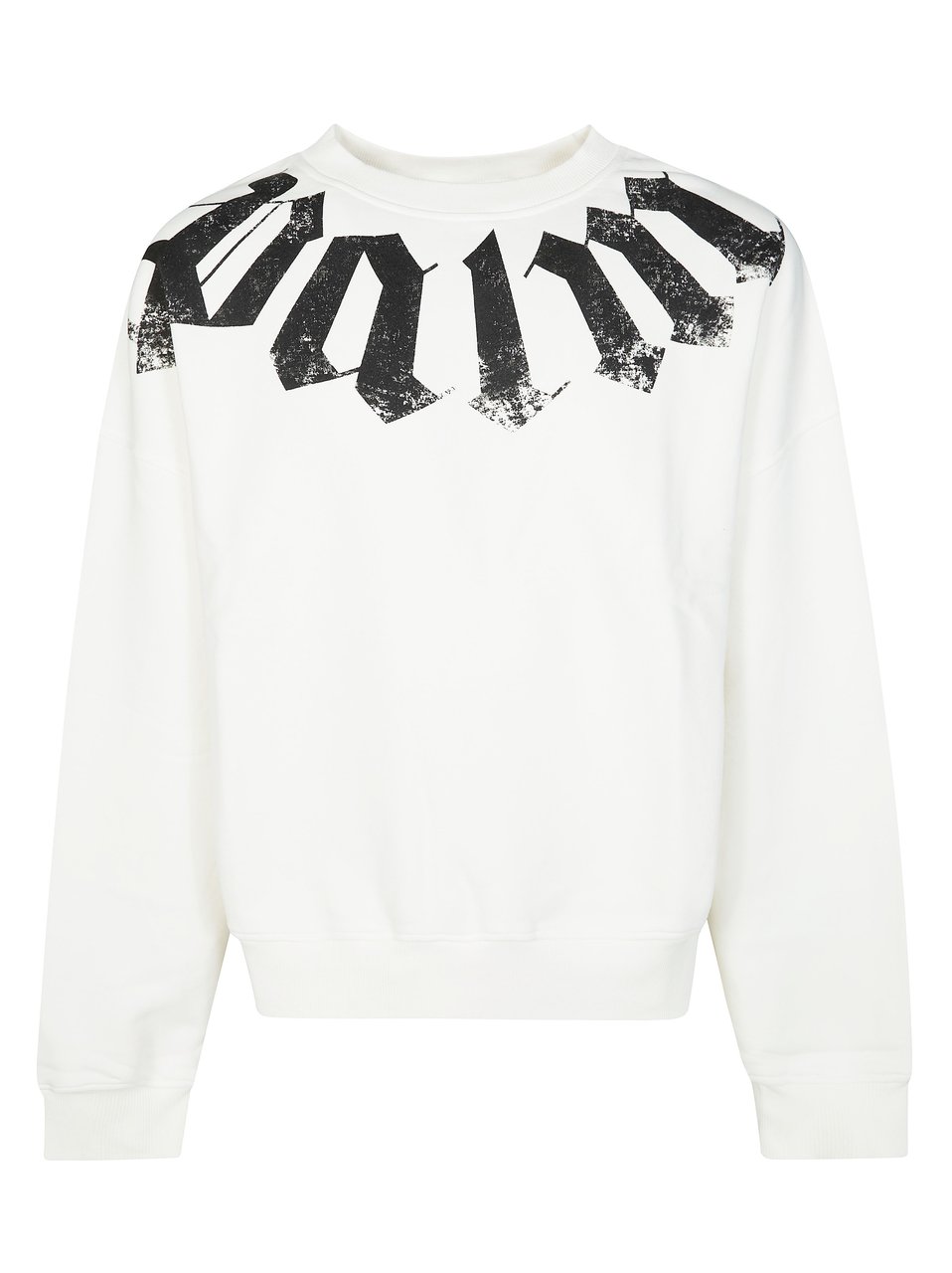 Palm Angels White Big Neck Logo Cropped Sweatshirts Wit
