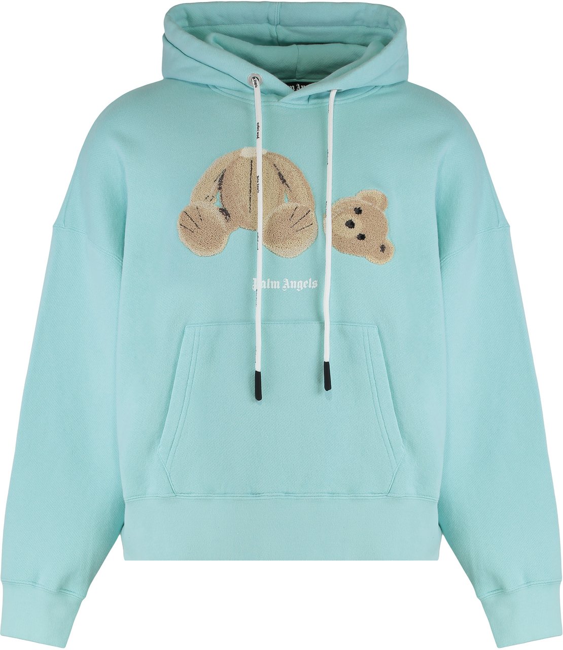 Palm Angels Hooded sweatshirt in cotton with logo Lichtblauw