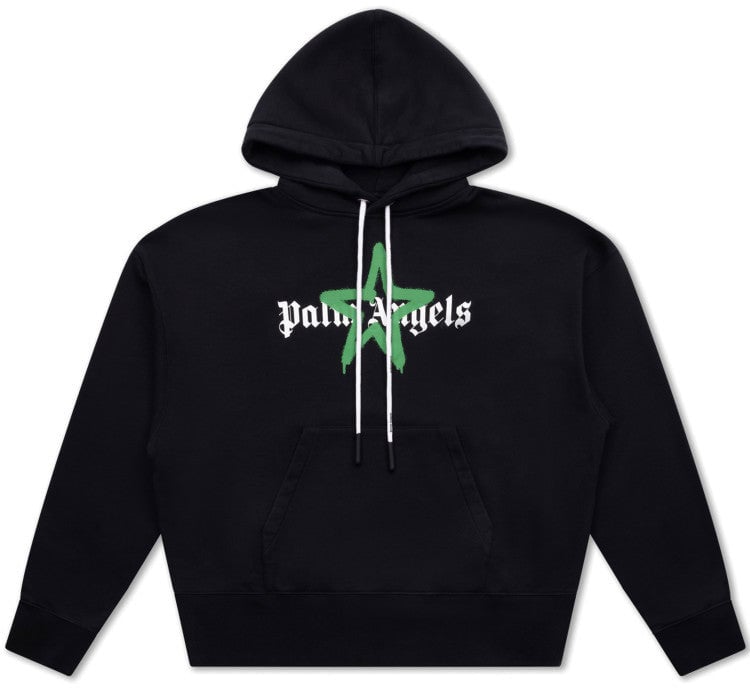 Palm Angels Palm Angels Star Sprayed Hoodie (Zwart/Groen) Zwart